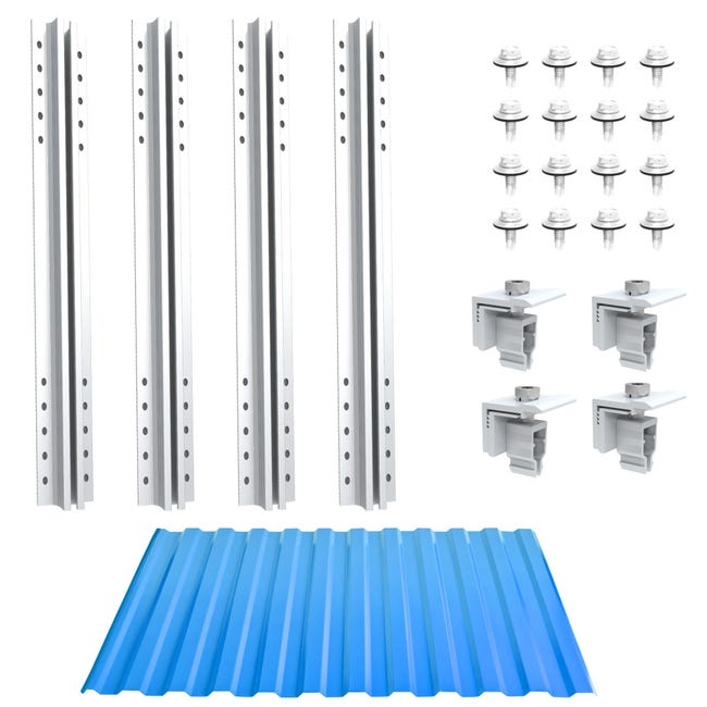 KIT STAFFE 4 PANNELLI PER TETTO PIANO PER PANNELLI DA 30 A 50 mm LUNGHEZZA 1150 mm KIT STAFFE 4 PANNELLI PER TETTO PIANO PER PANNELLI DA 30 A 50 mm LUNGHEZZA 1150 mm