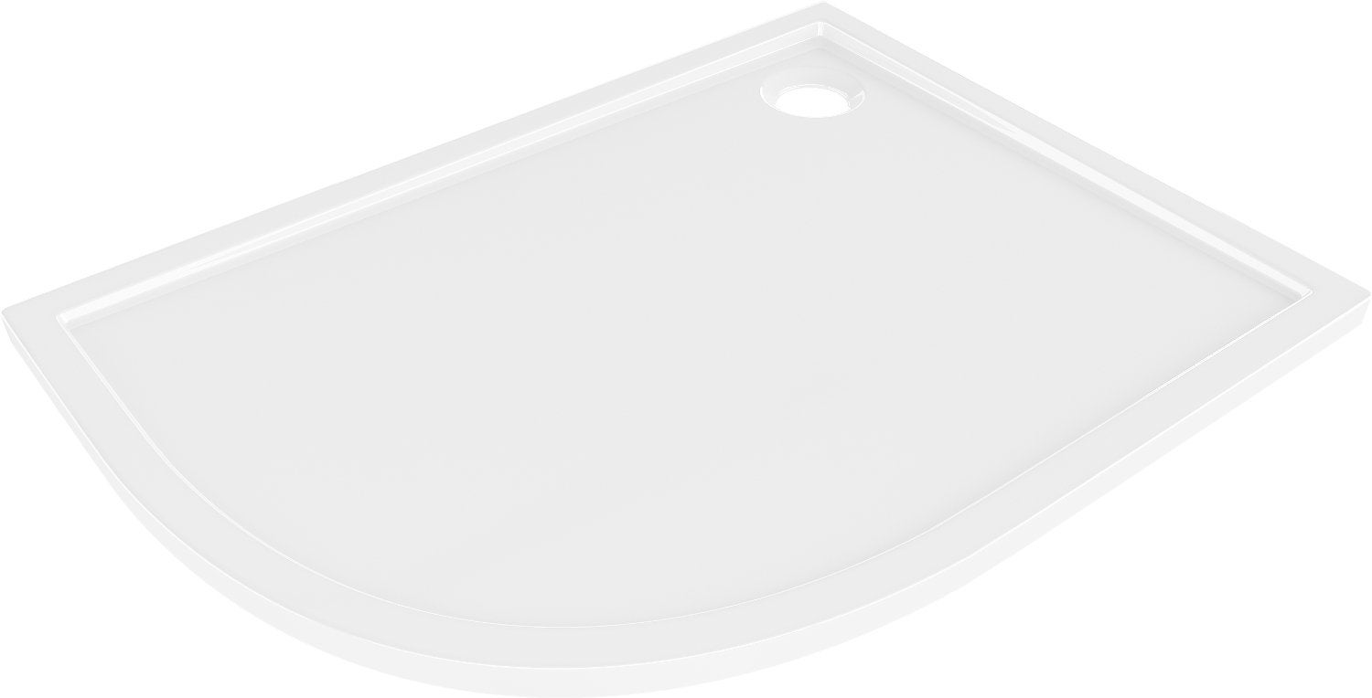 Mexen Flow brodzik półokrągły asymetryczny slim prawy 90 x 80 cm, biały połysk - 46Q108090R