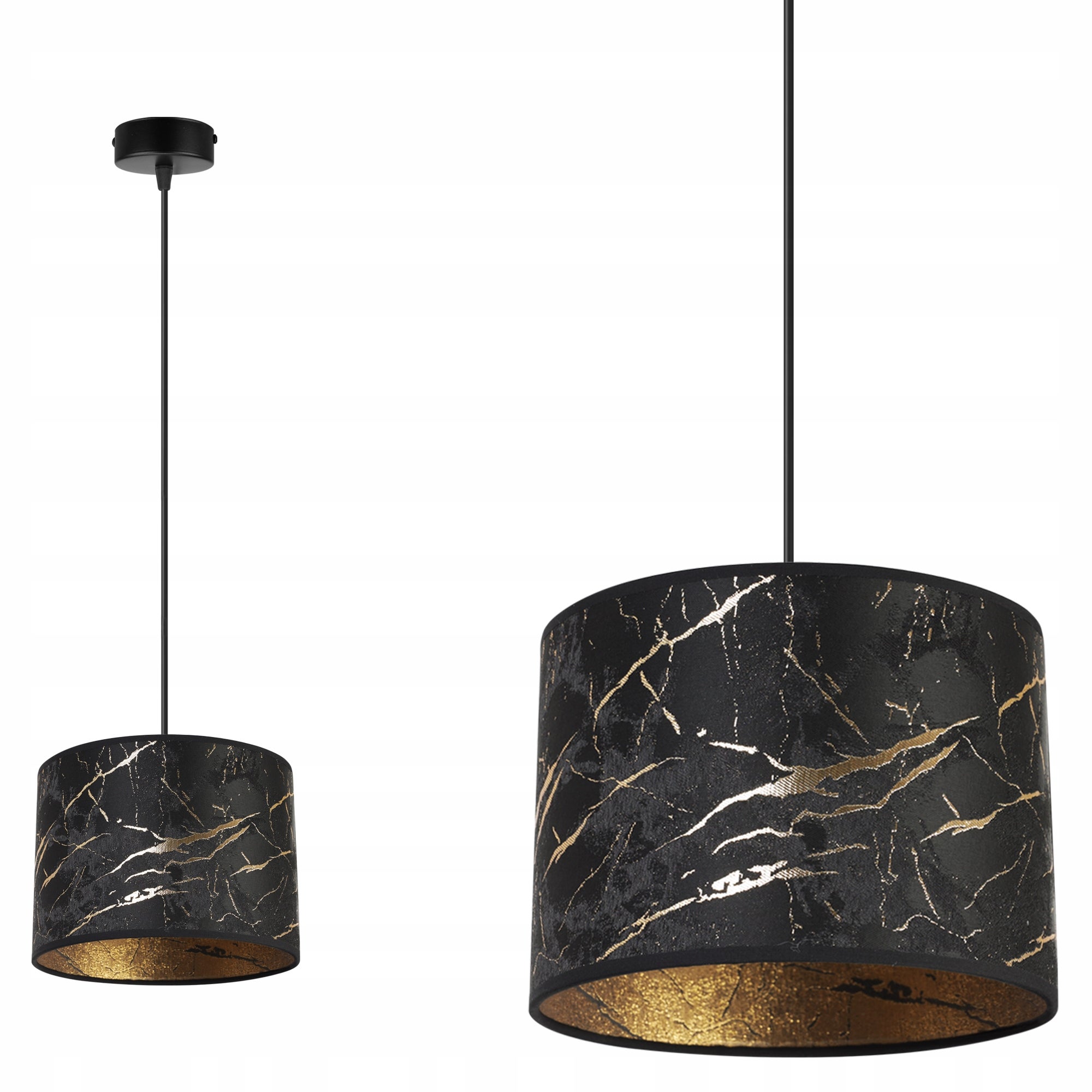 Lampa sufitowa wisząca glam Werona 1xE27 klosz owalny wzorzysty czarny/złoty Light Home LH