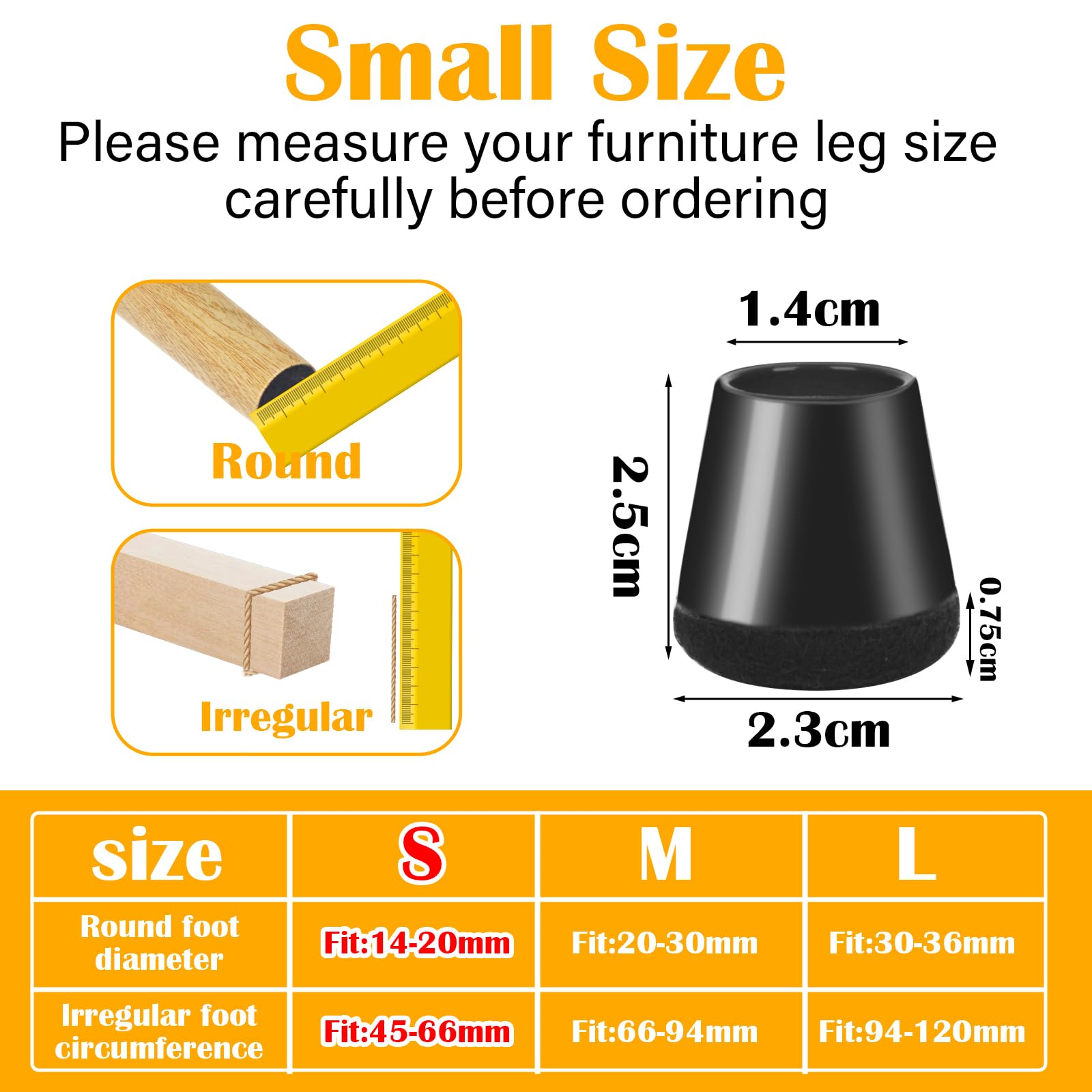 24 Pezzi Gommini Per Sedie Quadrato, Feltrini Per Sedie Silicone, Per La Gamba Q