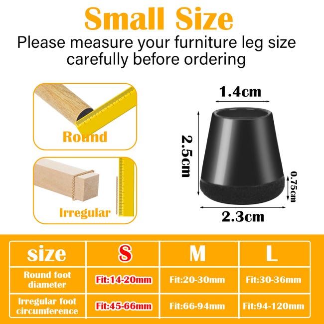 24 Pezzi Gommini Per Sedie Quadrato, Feltrini Per Sedie Silicone, Per La Gamba Q