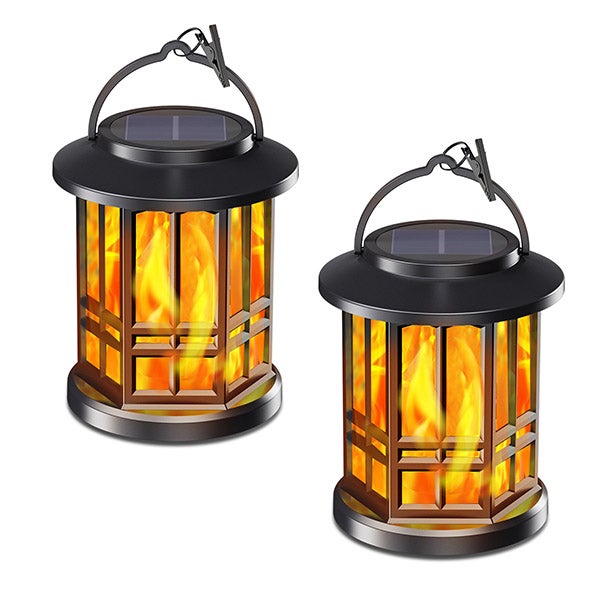 Oświetlenie ogrodowe krajobrazowe, lampy solarne, oświetlenie dekoracyjne, latarnie LED, wiszące żyrandole, symulowane lampy płomieniowe, 2 sztuki