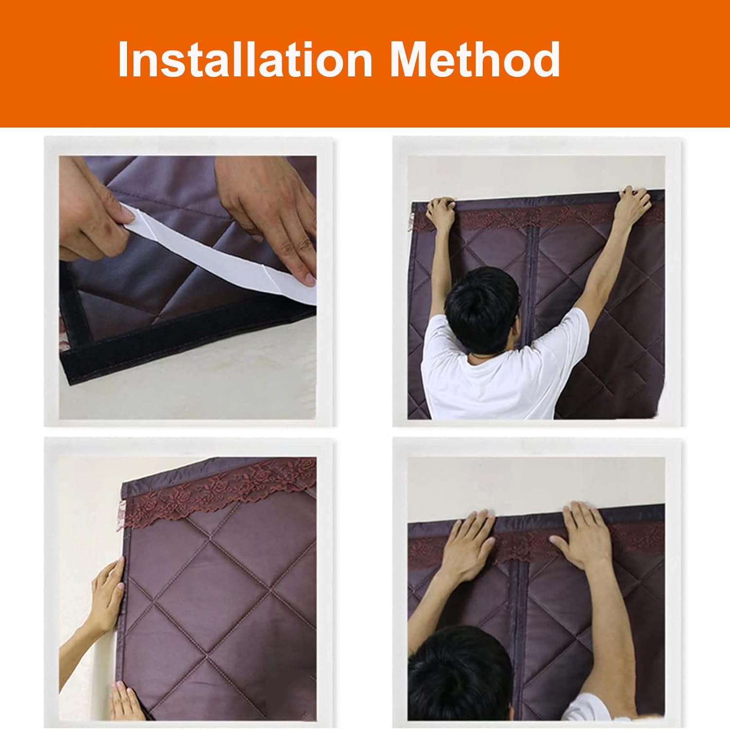 Rideau de porte magnétique avec isolation thermique, 95 x 210 cm, couverture isolante résistante aux intempéries pour portes d'entrée hivernales - 4