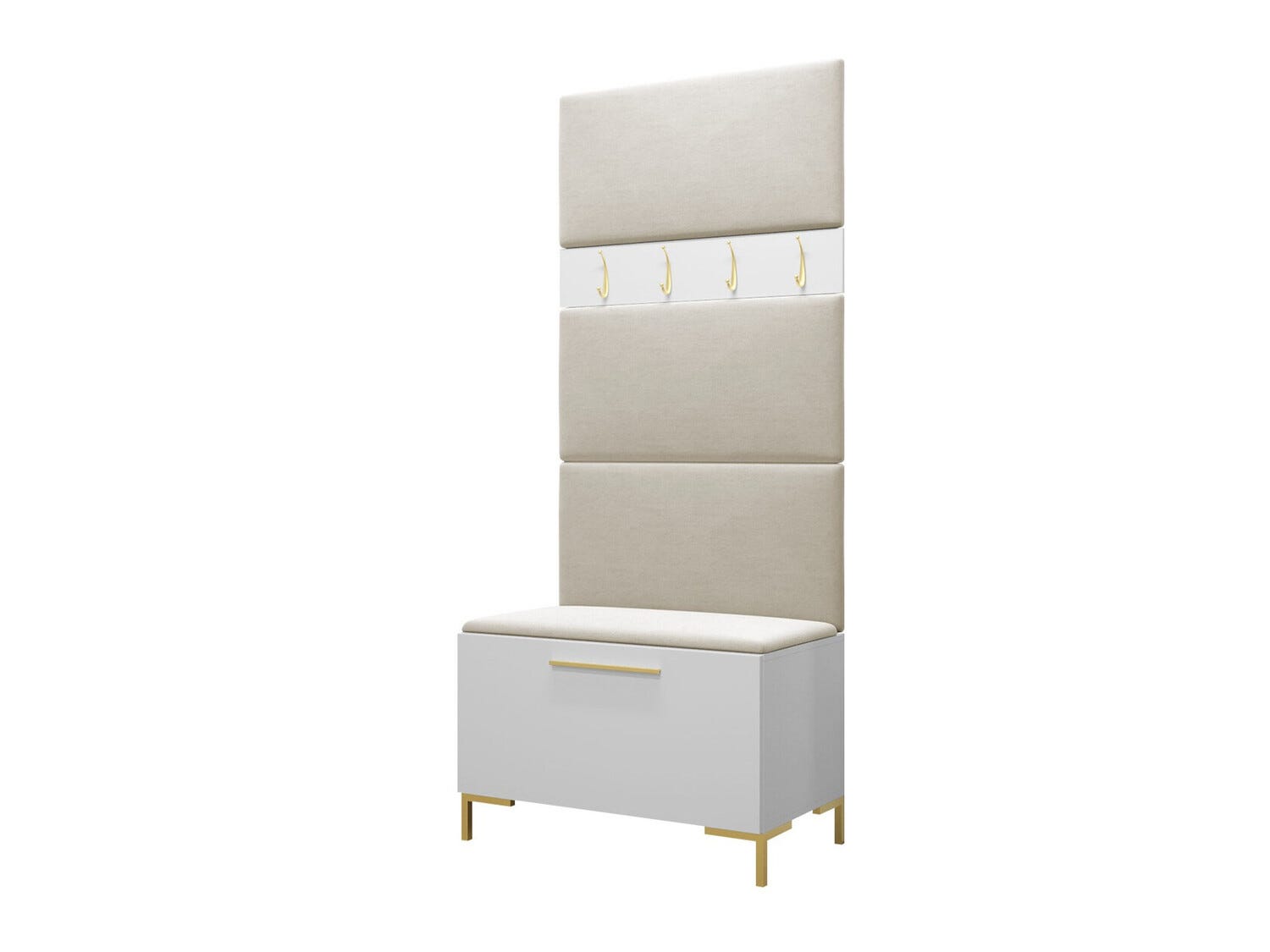 Meuble d'entrée Tivsoa 102, 196x84x46cm, Blanc, Stratifié, Tissu, À ...
