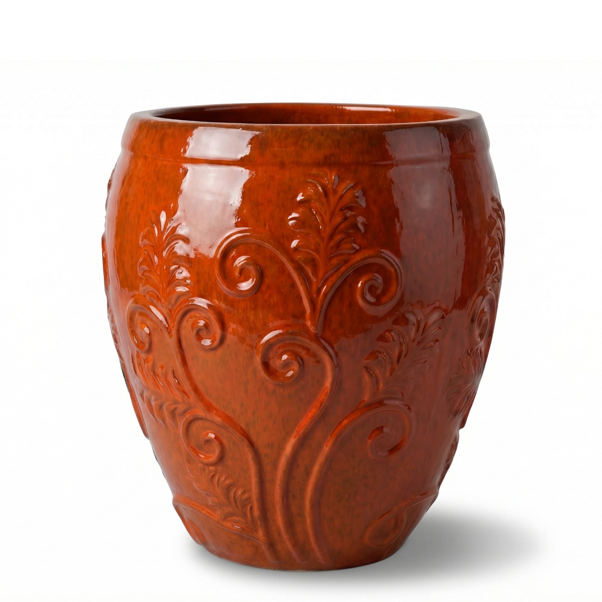 Pot grande taille d'extérieur GAIA 52x58cm orange tropical, fait main ...