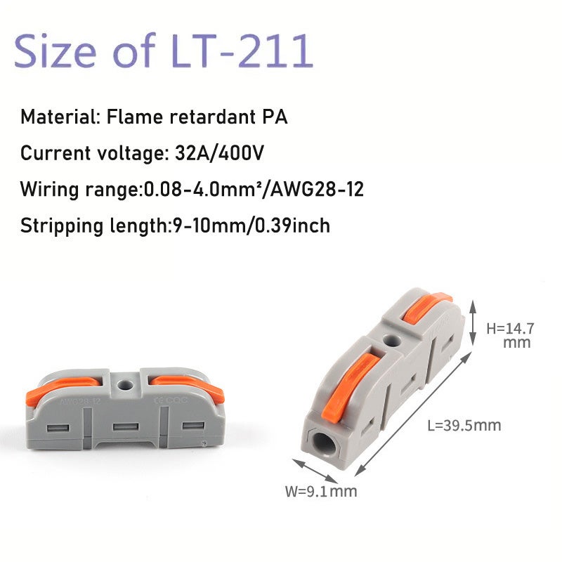 Connecteur de fil à levier 15 pcs pour une connexion rapide de connecteur de fil en ligne 1 à 1 28-12 AWG, borne isolée électrique à épissure compacte - 2