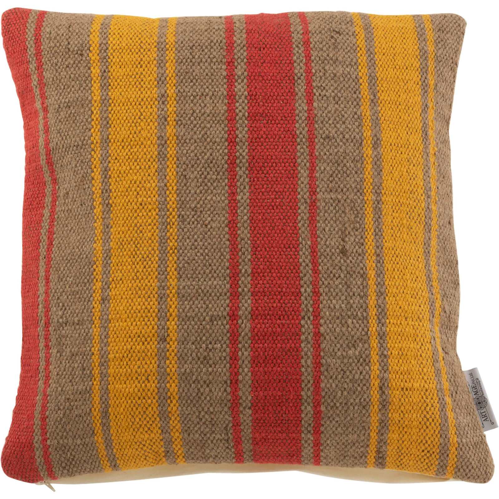 Coussin Wickes en Toile de jute 48 x 48 x 13,5 cm Orange, Rouille, Ocre ...