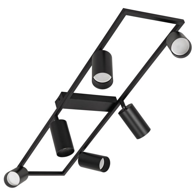Lampa reflektorowa czarna LED - Listwa sufitowa 6 x GU10 prostokąt - Kinkiet natynkowy duży do pokoju Tuba - LEDHOFF