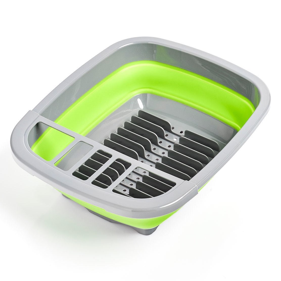 Zeller 26625 - Scolapiatti pieghevole, in plastica, colore: Grigio/Verde - 4