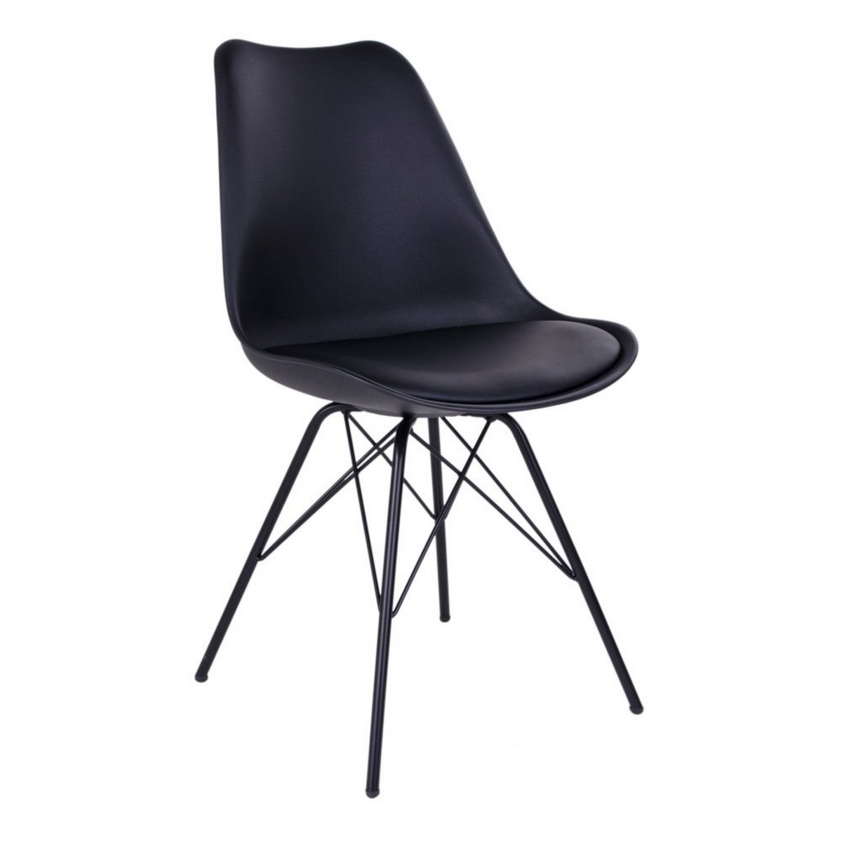 Zestaw 2 Krzeseł Oslo, Skóra Syntetyczna, Czarny, Seven Design