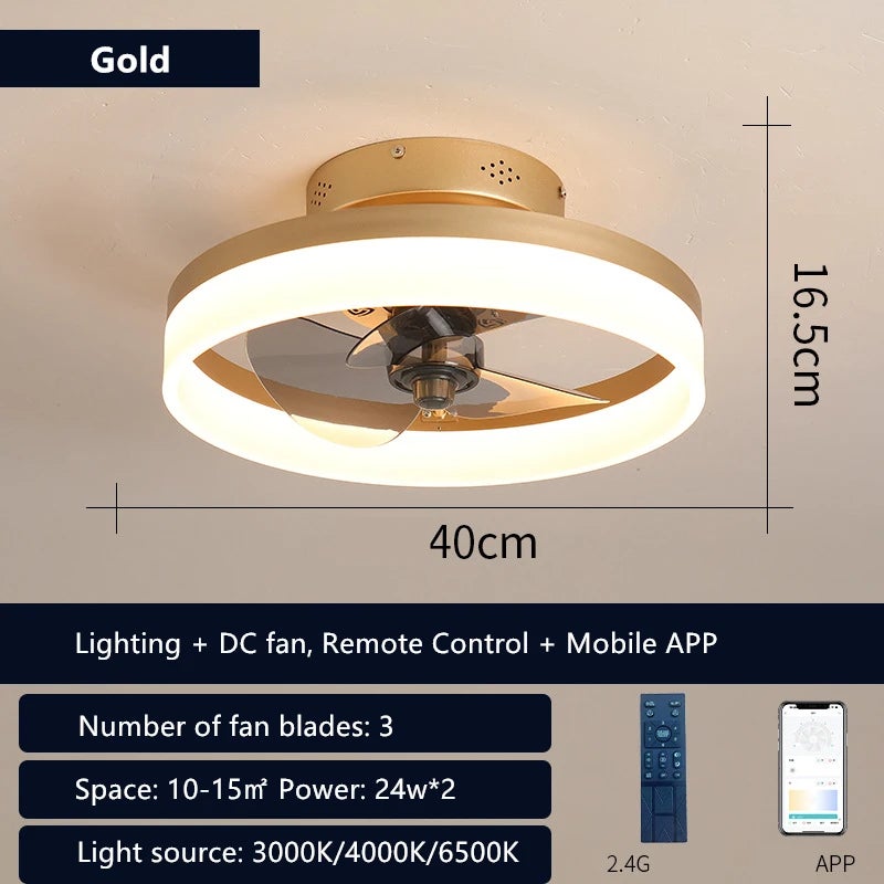 Ventilateur Plafonnier LED Avec Télécommande - 4 Vitesses & 3 Couleurs - Silencieux Et Dimmable - Pour Salon Et Chambre - 10