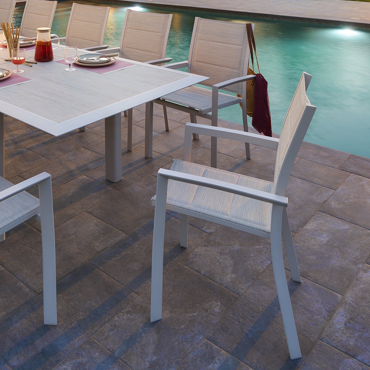 Sedia da giardino impilabile Alluminio Murano Grigio antracite/blu