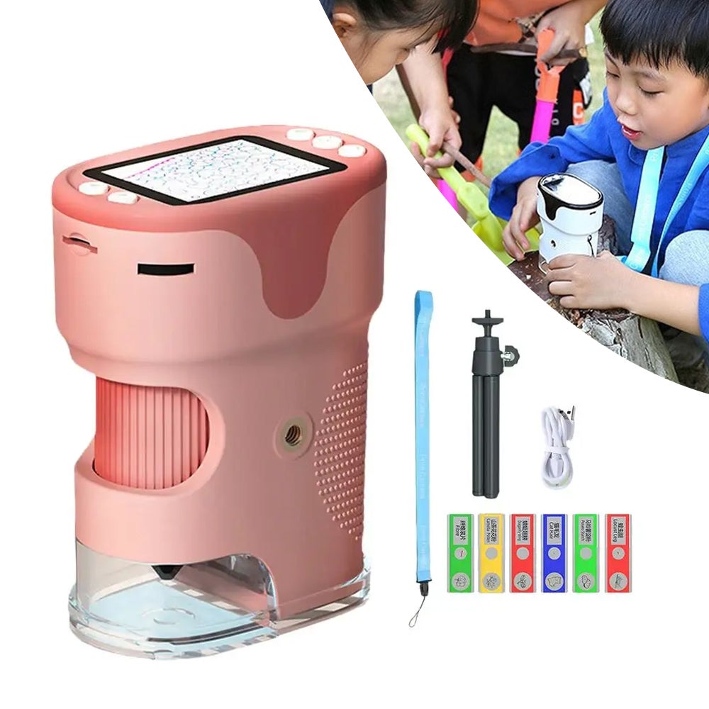 Microscope Numérique Portable 1000x 4K Pour Enfants - Écran 2 Pouces + Kit Lames - Rechargeable