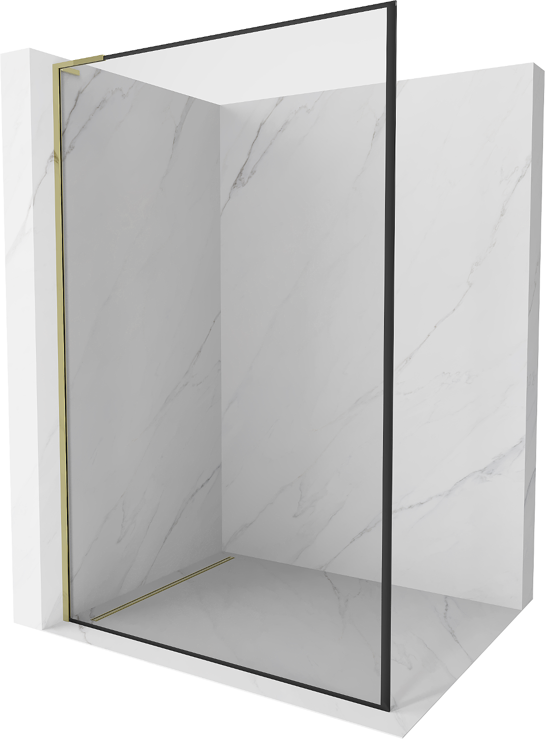 Mexen Kioto L ścianka prysznicowa Walk-in 80 x 200 cm, czarna ramka, złota - 800-080-103-50-70