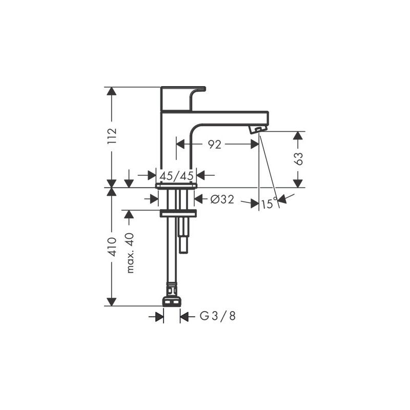 HANSGROHE Robinet de lave-mains 70 eau froide sans tirette ni vidage noir mat - 2