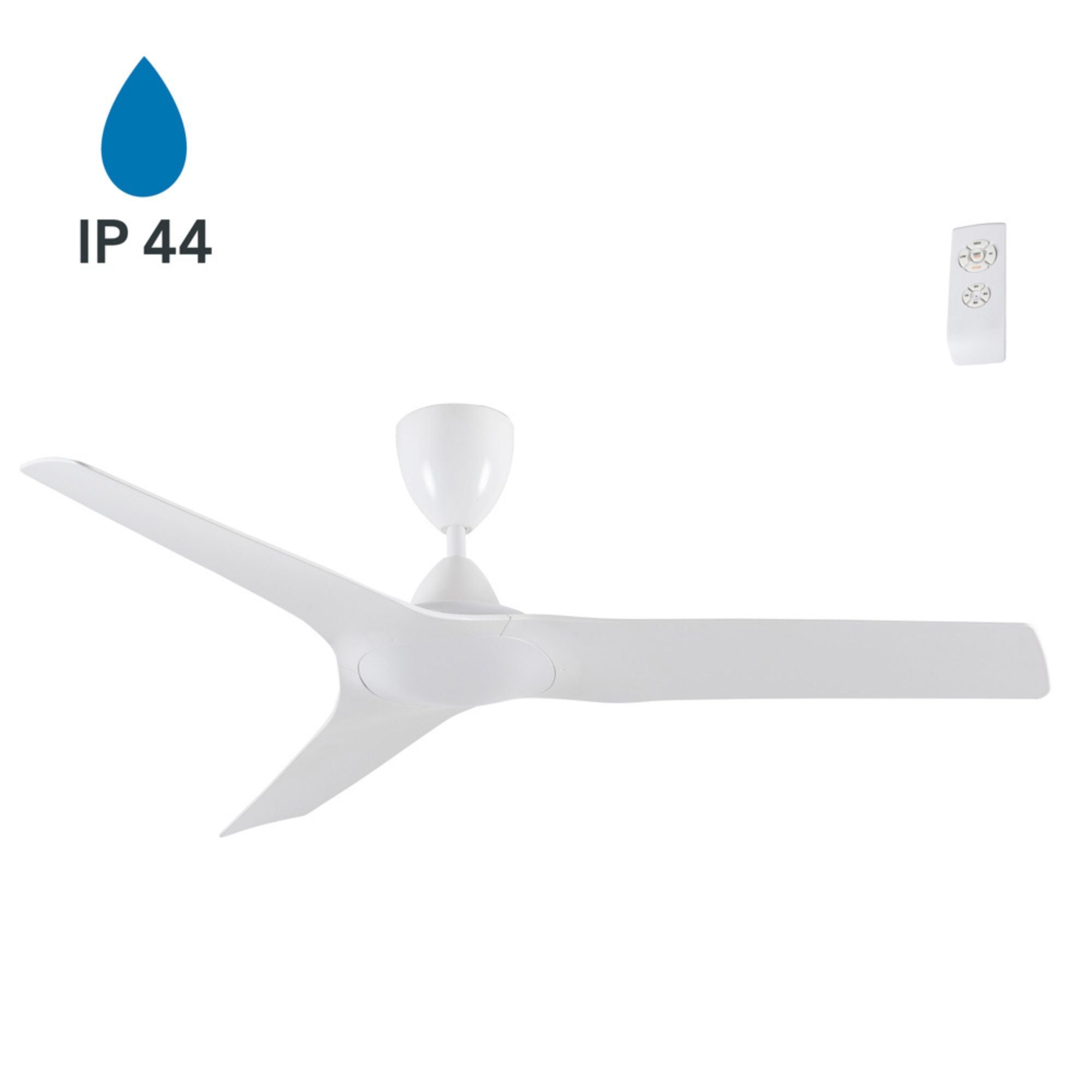 Wentylator sufitowy z łopatkami bez oświetlenia z pilotem zewnętrznym Wilson Wonderlamp IP44 biały 132 cm Lamparas Online
