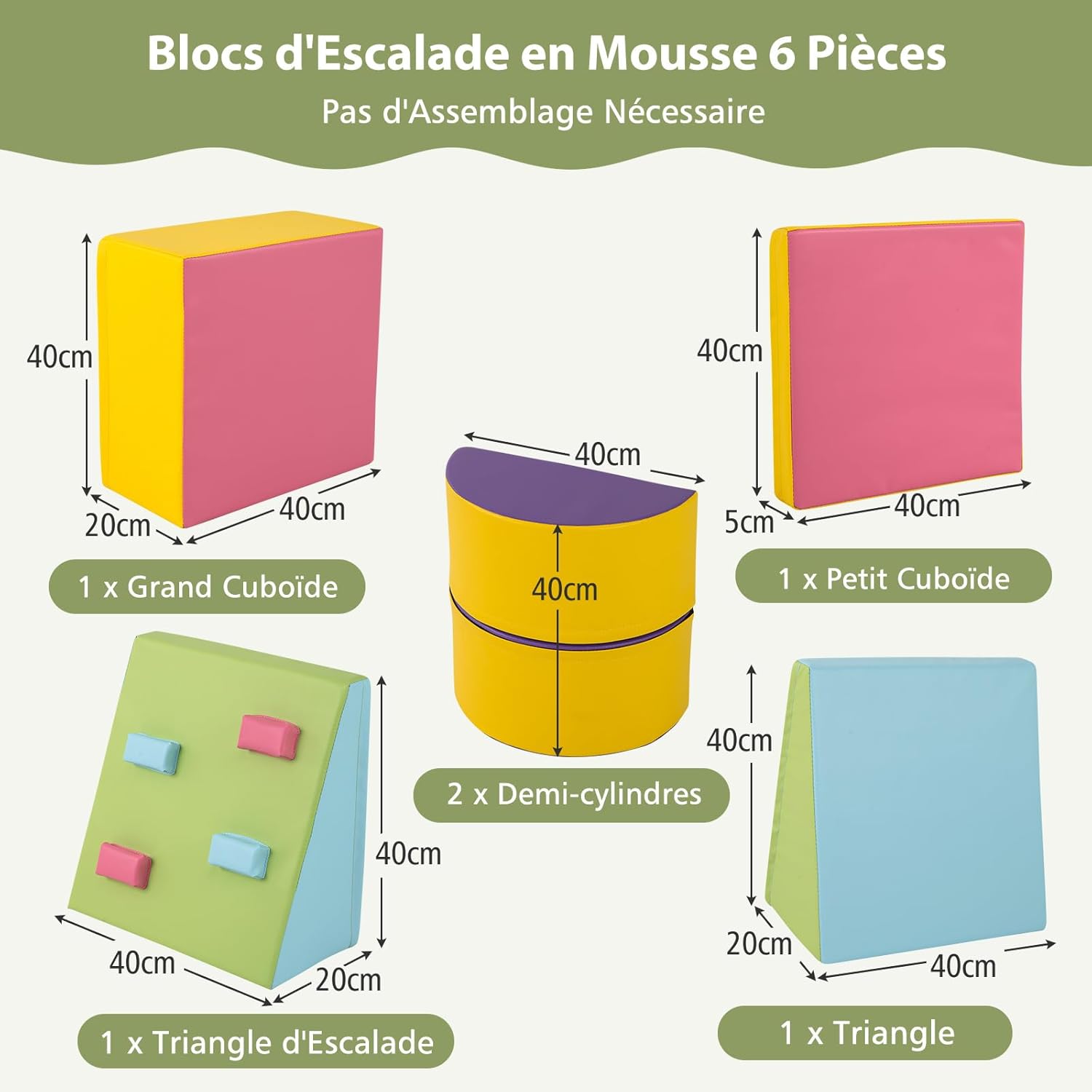 6 pcs Parcours Motricité Bébé en Mousse EPE, Module Motricité Bébé à Différentes Formes & Couleurs, pour 1 Ans+, pour Ramper/Grimper (Multicolore) - 7