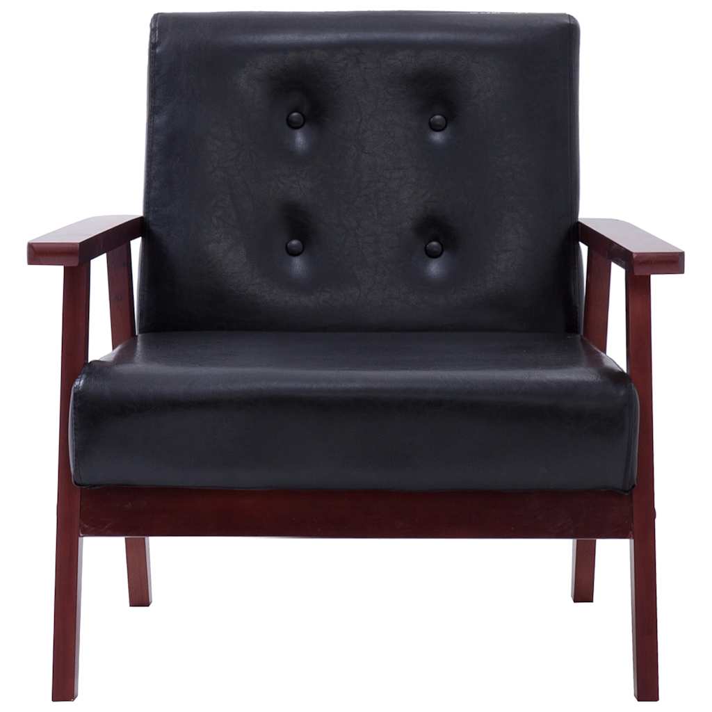 vidaXL Ensemble de canapés 2 pcs noir similicuir - 6