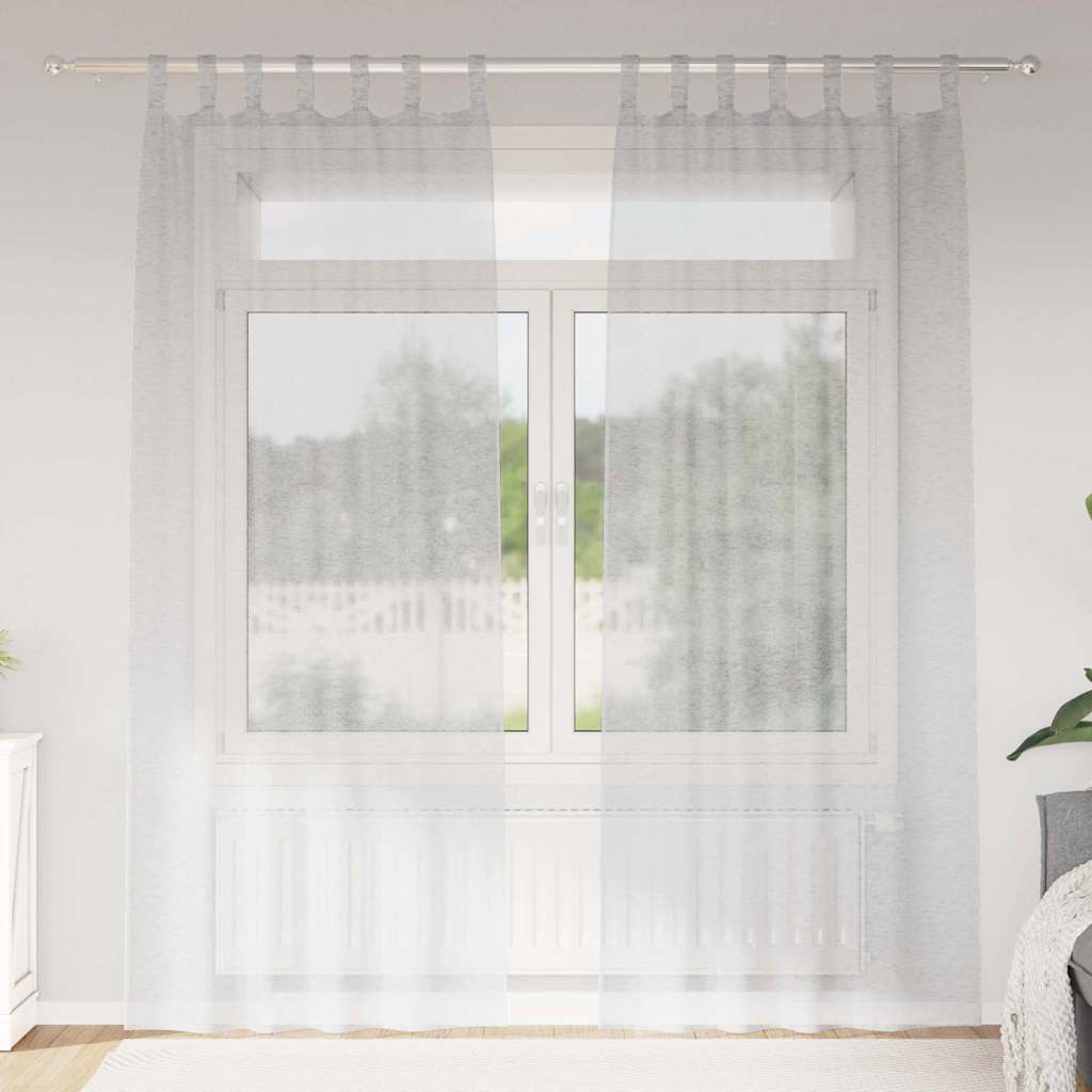Firany Voile 2 pcs Jasnoszary 245 x 140 cm Poliester vidaXL