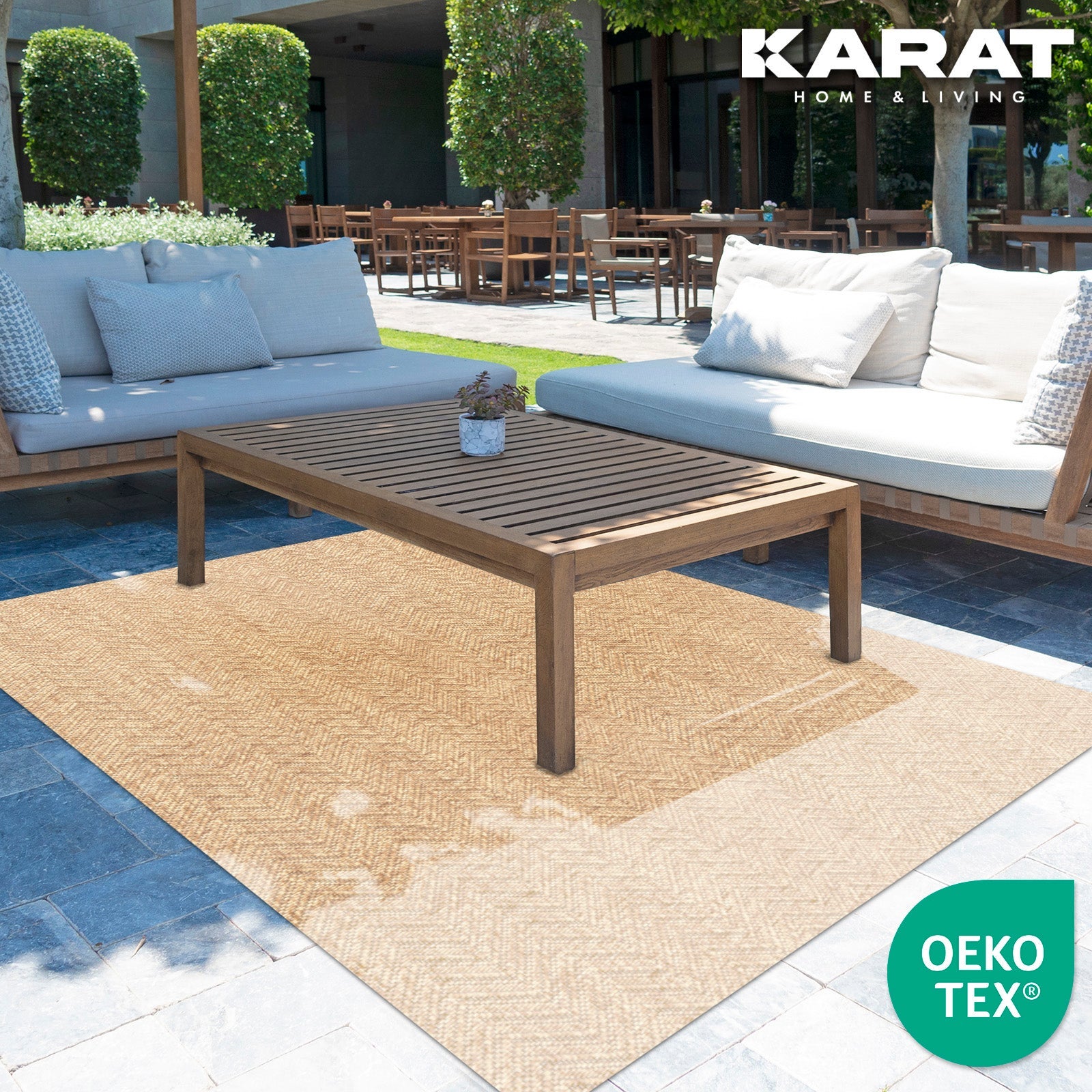 Tapis d'extérieur Pour terrasse et balcon, Cheron Beige, 80 x 150 cm - 3