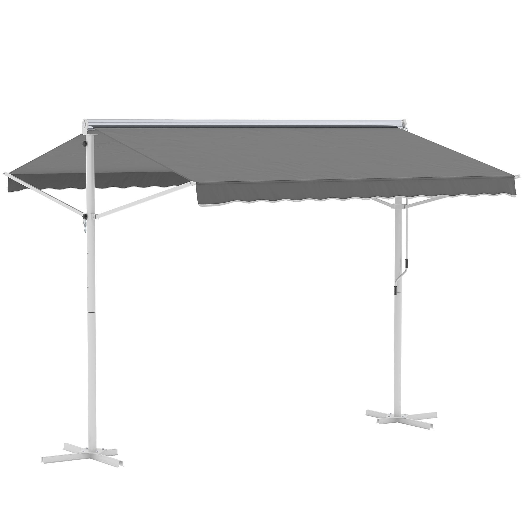 Toldo exterior independiente, toldo de jardín de 3x3 m con brazo articulado y manivela, toldo gris para patio.