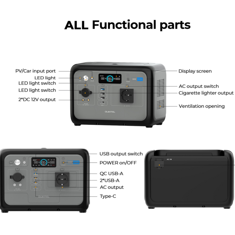 OUKITEL P800E Station Énergie Portable 800W 512Wh Batterie de Secours, Générateur Solaire pour Camping-car, Voyage, Usage Domestiqu - 7