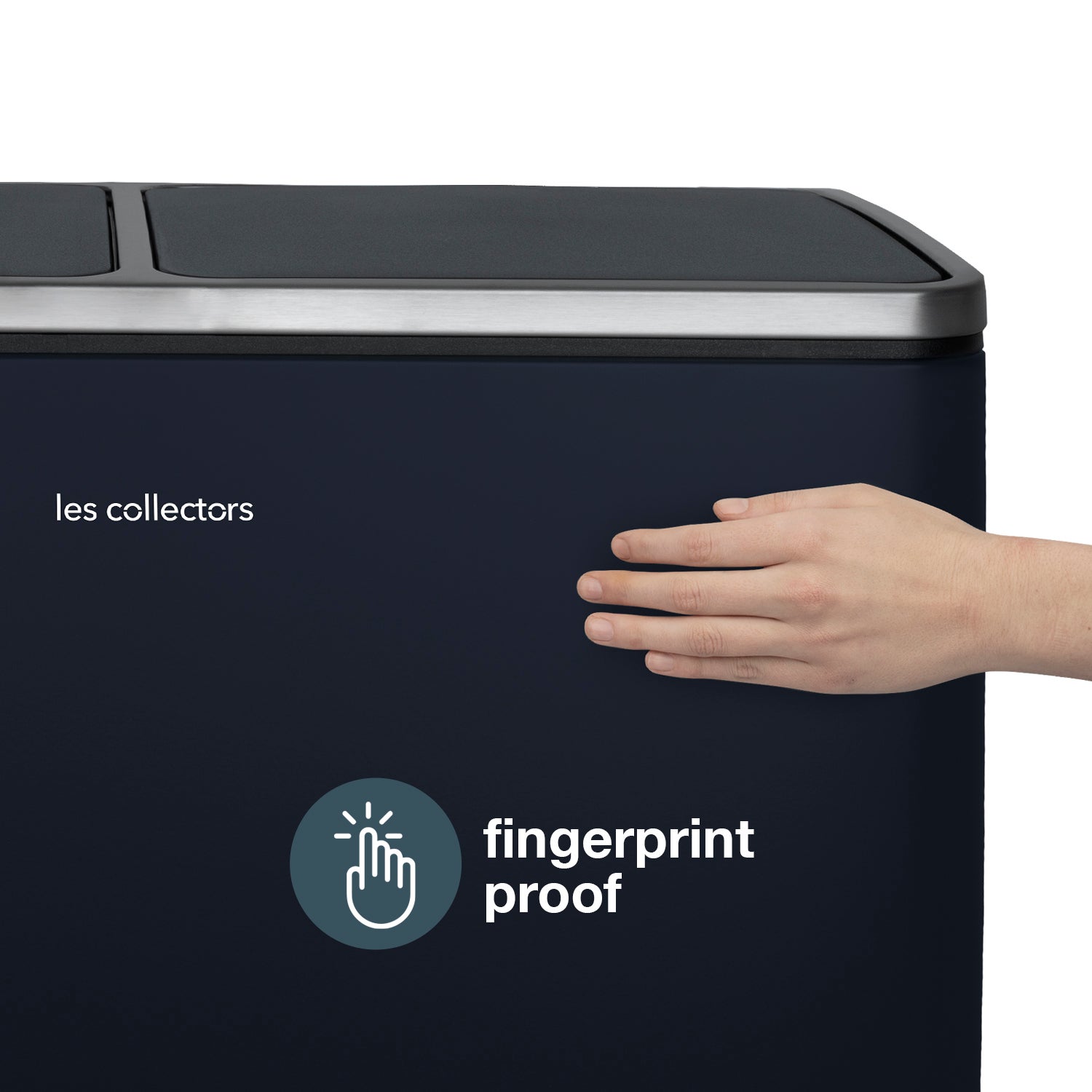 Les Collectors - Pattumiera per raccolta differenziata a pedale in acciaio inox spazzolato, grigio - 3