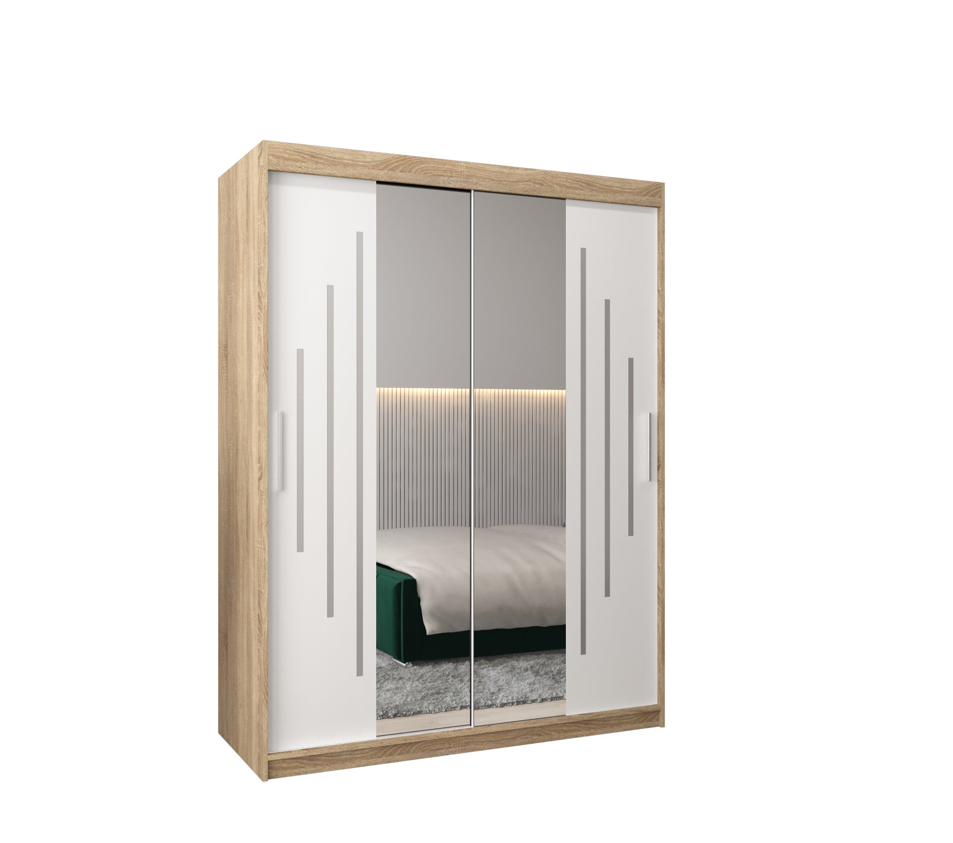 Szafa przesuwna garderoba York 1 150 x 62 x 200 cm Sonoma + Biały - Abiks Meble