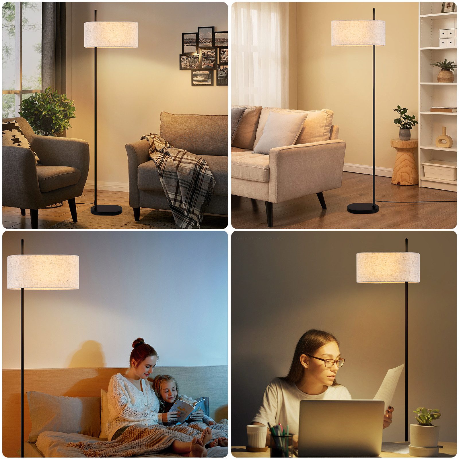 NETTLIFE Candeeiro de pé para sala candeeiro de pé vintage 154 cm preto E27 candeeiros de pé com interruptor de pé - 8