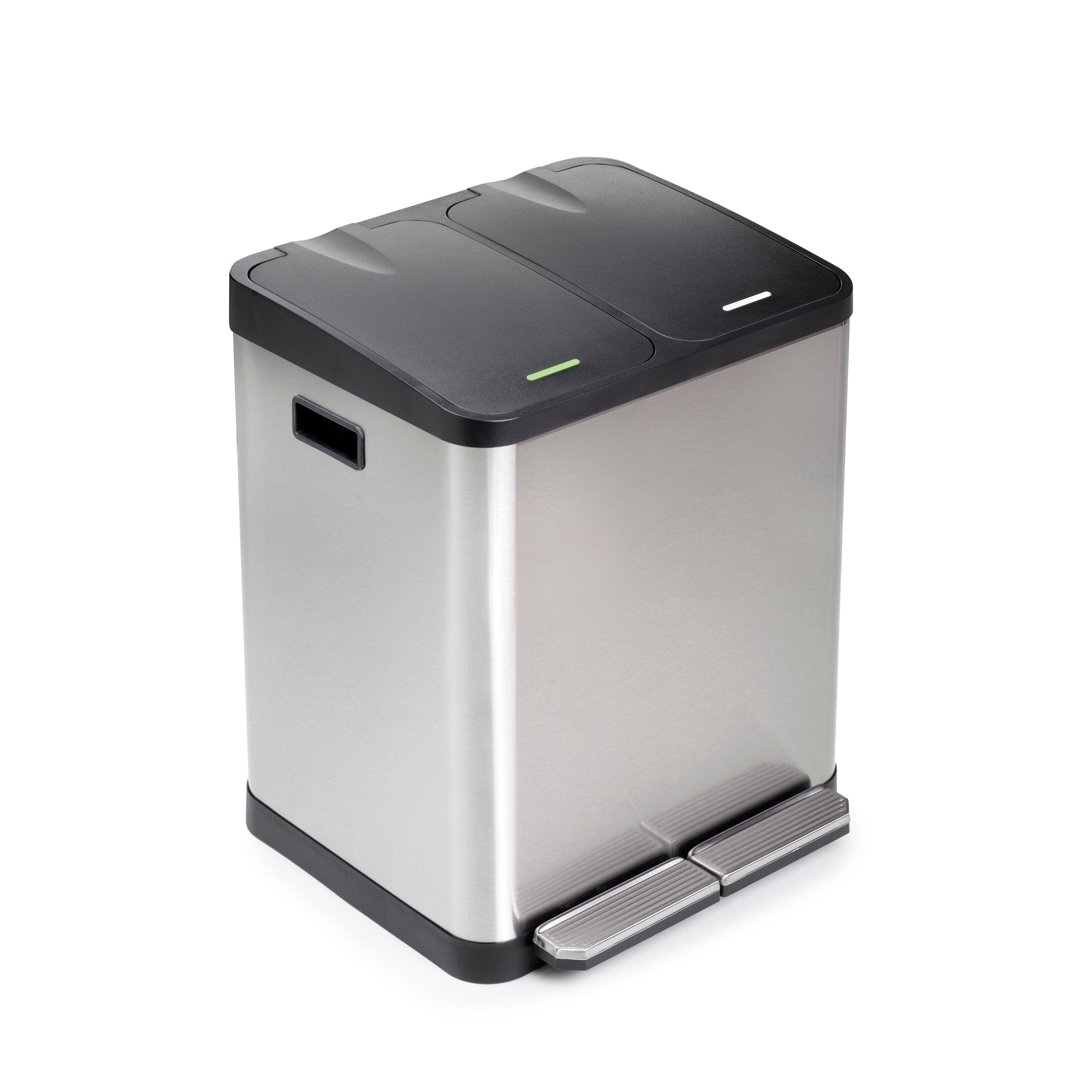 Emuca Pojemnik do recyklingu z pedałem Recycle Inox, 2x15 litrów, Stal nierdzewna