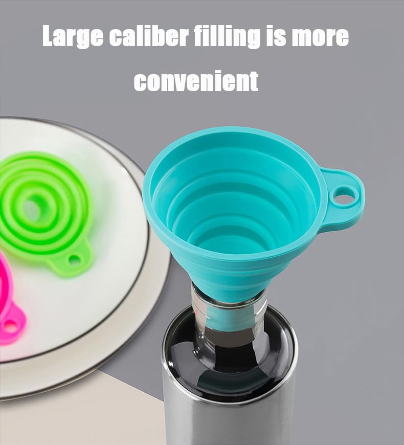 Entonnoir de cuisine pliable en silicone, anti-éclaboussures, avec support, orange - 3