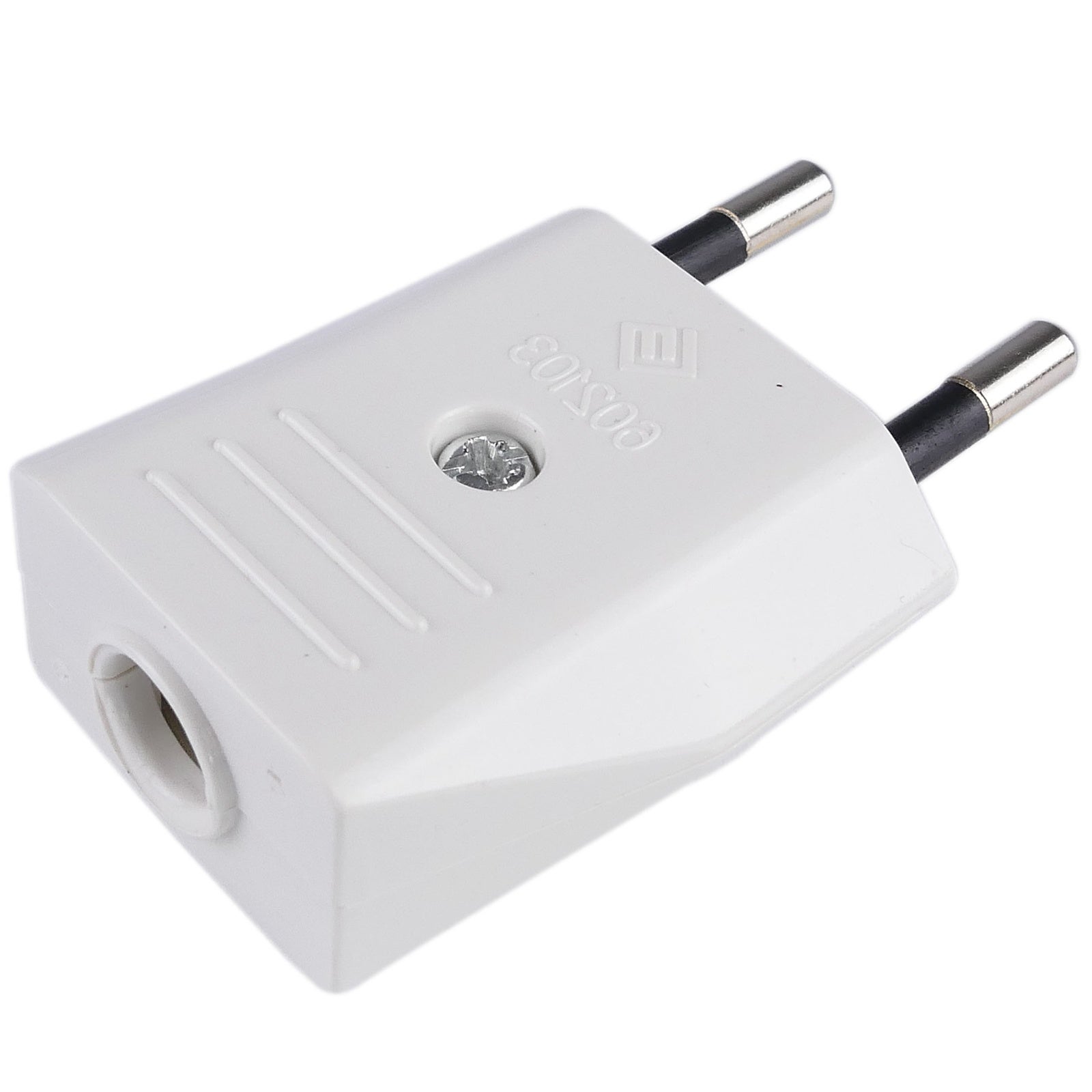 Spina europlug bipolare maschio diritto rispetto al cavo bianco 250V/10A - 3
