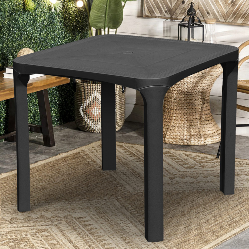 Tavolo bar Poly rattan esterni 80x80 Grand Soleil Olè Nero