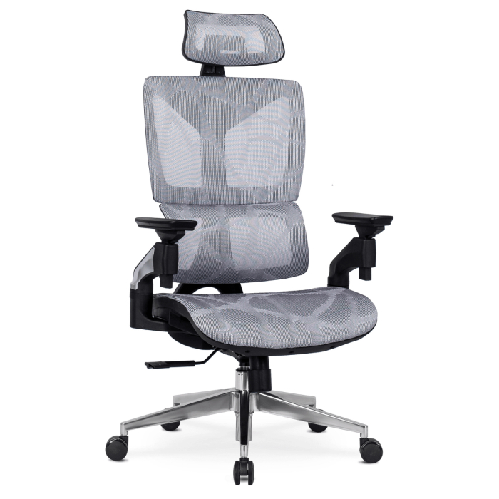 Fotel Biurowy Obrotowy Ergonomiczny Krzesło Do Biurka Szary MARTIN