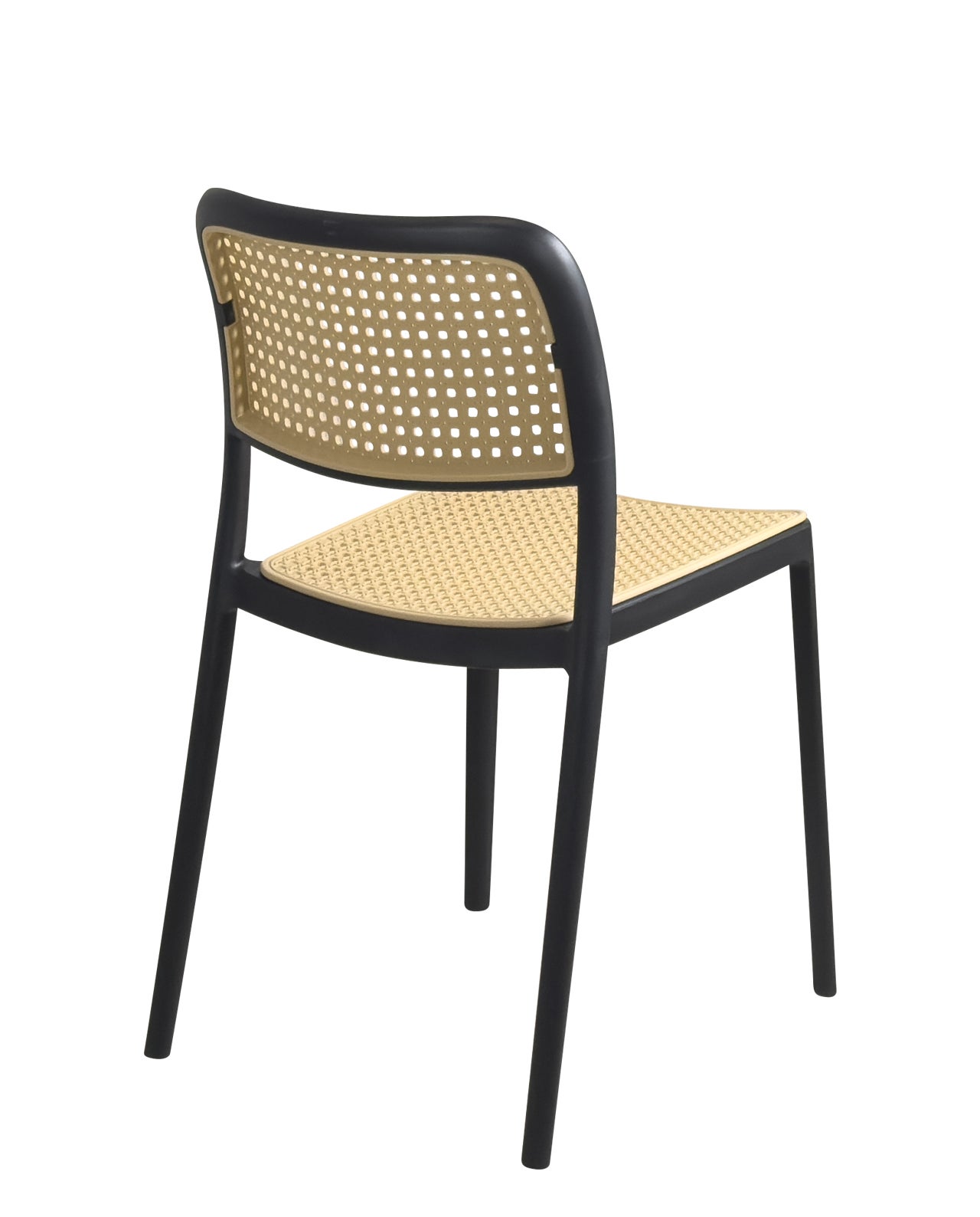 Lot de 2 Chaises de Cuisine Empilables Effet Rotin YAO Noir Beige - 6