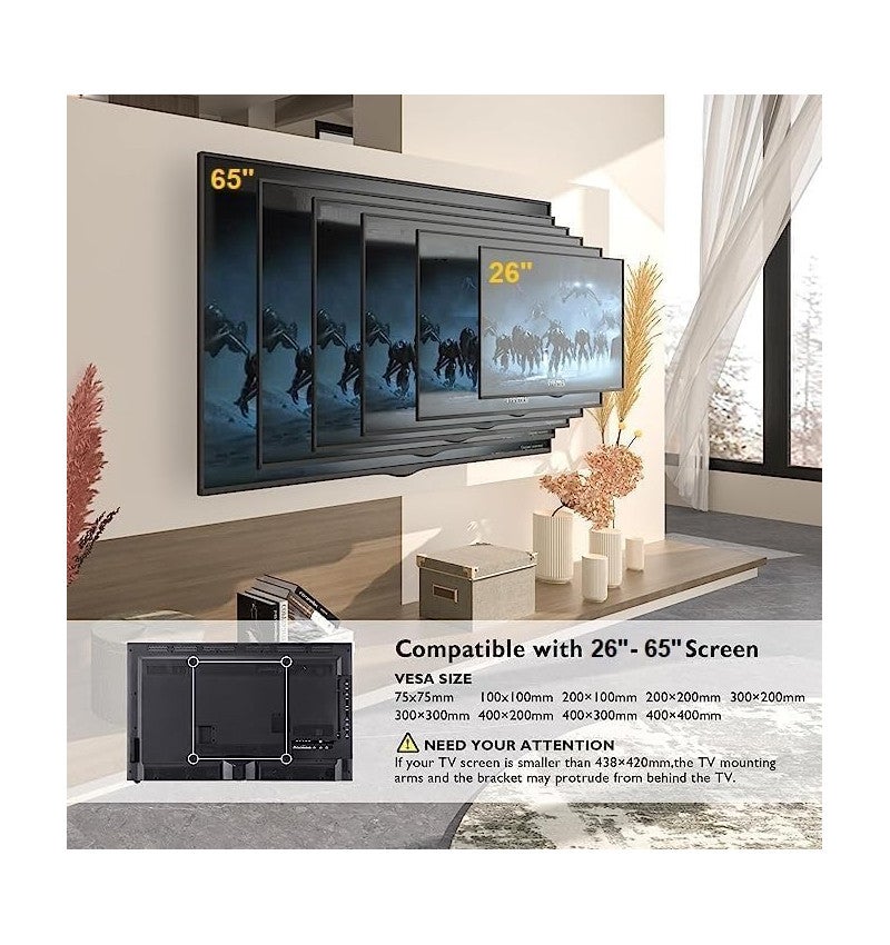 thumbnail image 2 of Pipishell Full Motion TV Wall Mount For 26-60 Inch TVs – Articulating Single Stud Mount – PIMF9 (Black) 2 of 5