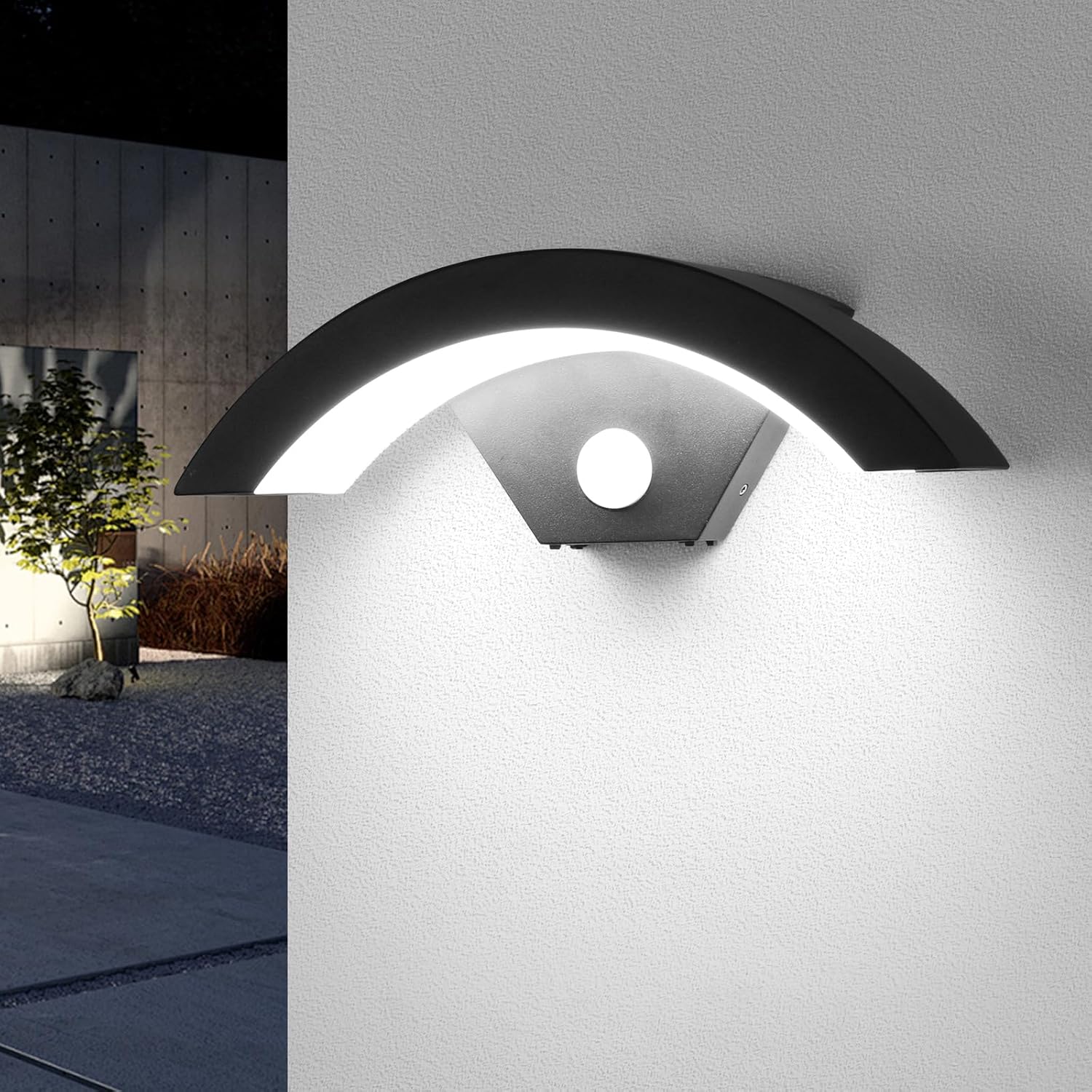 GOECO 2 Pièces Applique Murale LED Extérieur avec Détecteur de Mouvement, 24W IP65 Etanche Moderne Luminaire Murale, pour Terrasse Jardin 6500K - 2