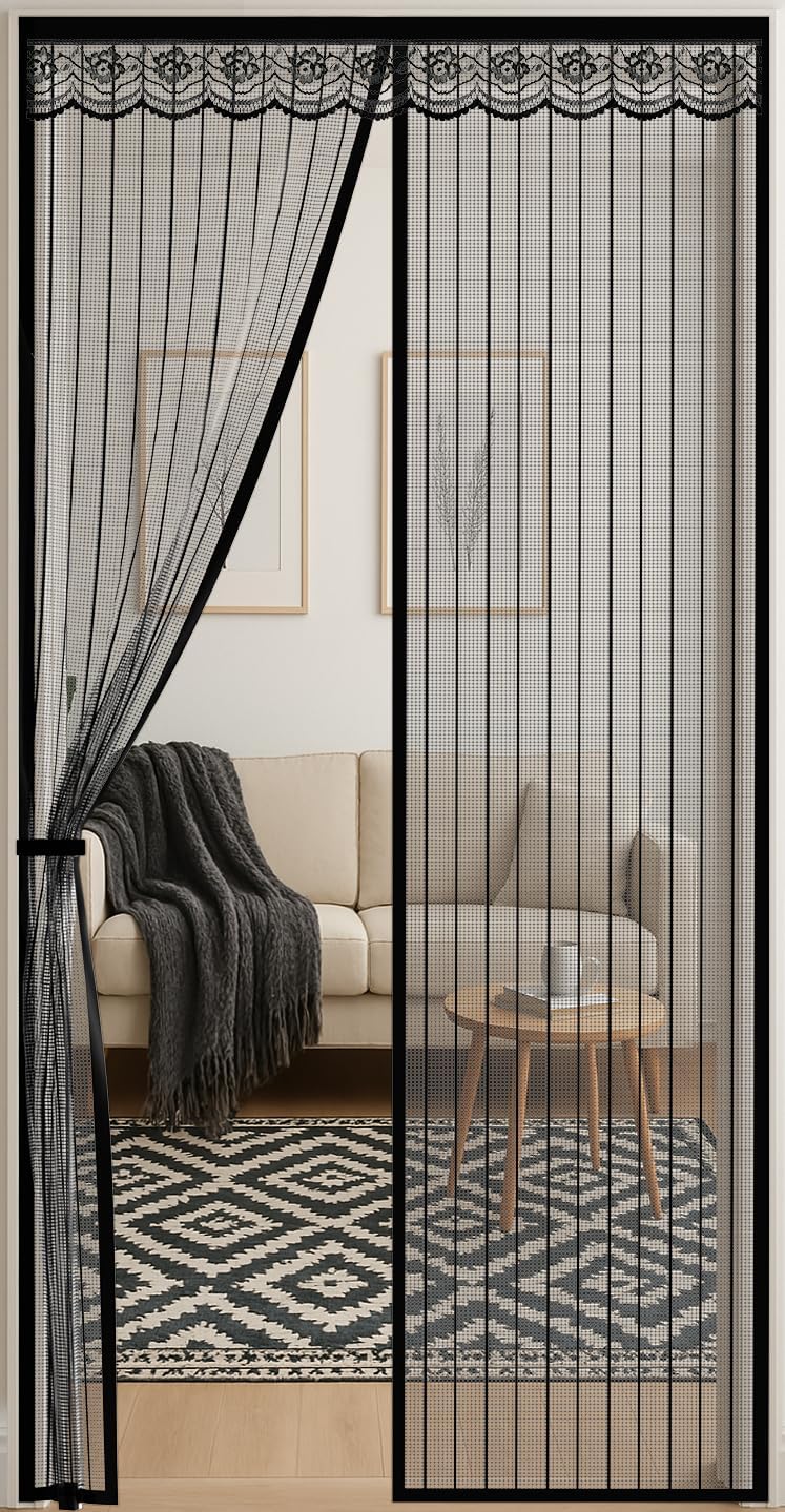 Magnetyczna moskitiera na balkon 100 x 210 cm | Moskitiera bez wiercenia | Moskitiera na rzepy o szerokości 3,8 cm, czarna