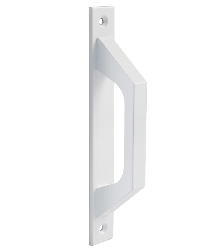 Prawy uchwyt aluminiowy w kolorze białym do drzwi przesuwnych lub drzwi wahadłowych przejściowych - 198 x 25 x 40 mm | Funkcjonalny uchwyt prawy i co