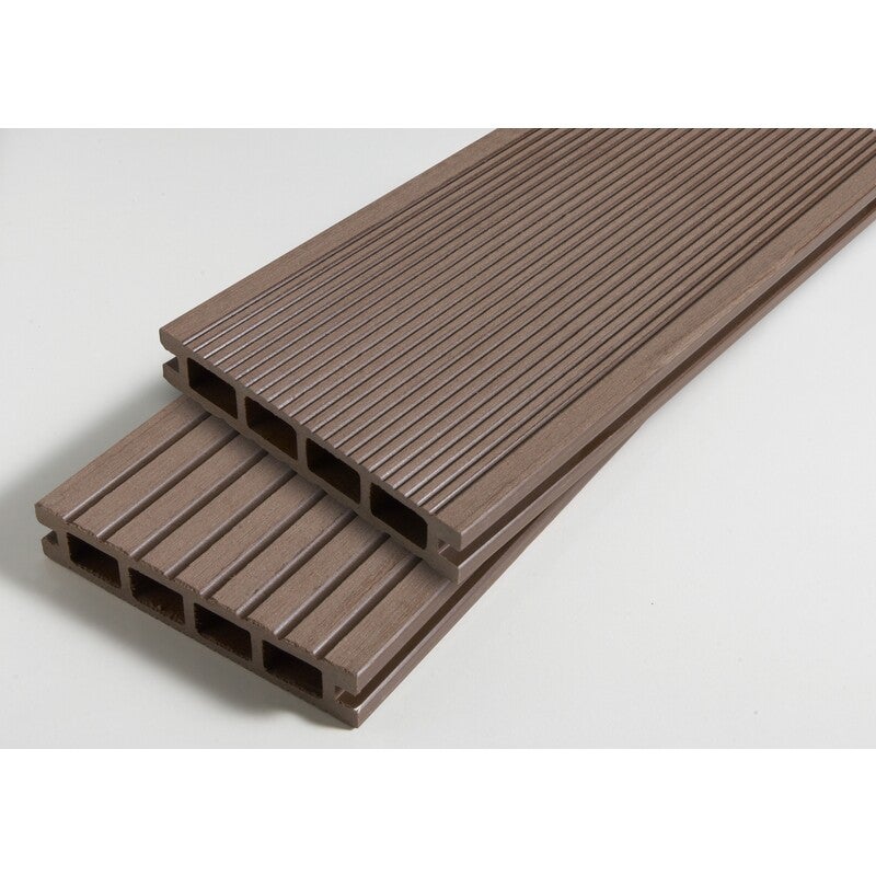 Pack 1 m² tarima de exterior compuesta doble - marrón rojizo, l: 360 cm, w: 14 cm, e: 25 mm