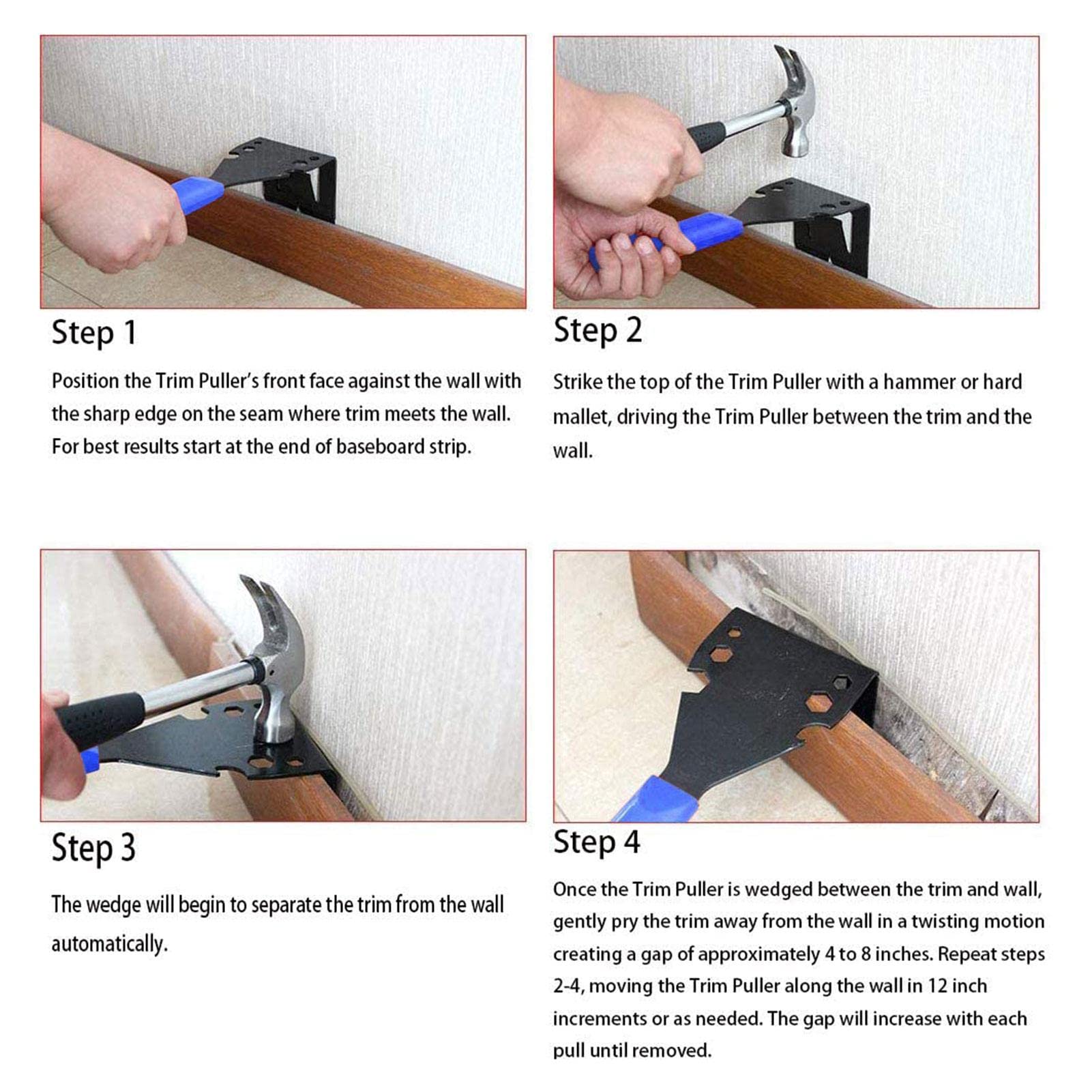 Extracteur de garnitures, outil multifonction robuste pour enlever les planchers en bois, les plinthes, les boîtiers de porte, le carrelage, les clous - 8