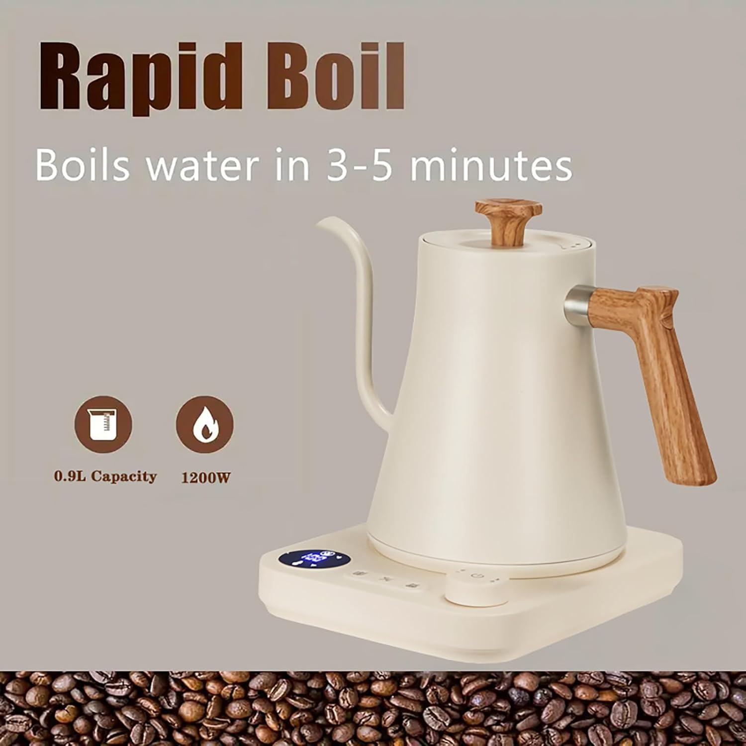 Hervidor eléctrico cuello de cisne—control ±1°F, acero inoxidable 304, ultrasilencioso, para café y té, autoapagado al hervir, 8 protecciones - 2