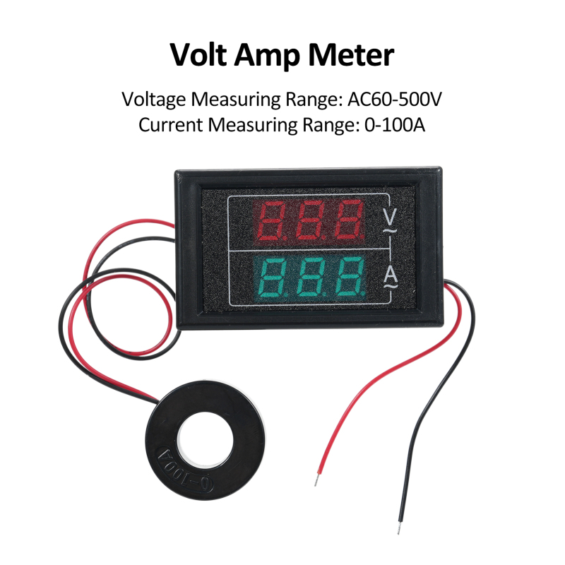 Voltmètre/ampèremètre AC60-500V avec transformateur de courant, noir. - 3