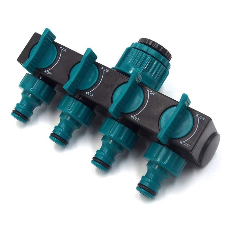 Czterodrożny łącznik do węża ogrodowego, adapter przedłużający kran, odpowiedni do podlewania trawników, warzyw i szklarni ogrodowych.