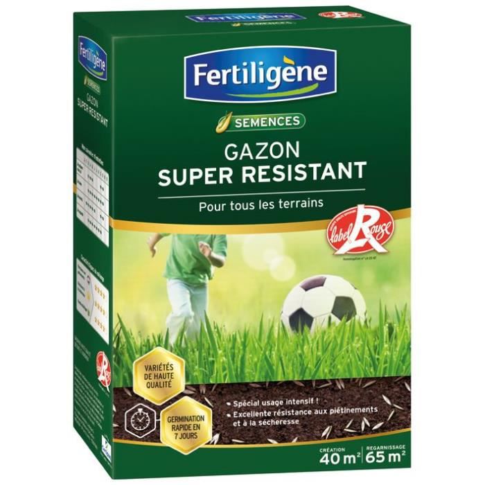Gazon super résistant FERTILIGÈNE - Label rouge - 40m² - 1kg - 3