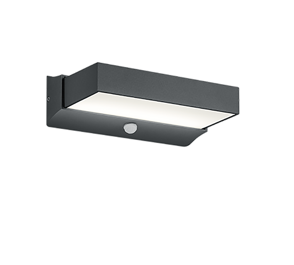 Kinkiet zewnętrzny z czujnikiem CUANDO LED 11W Ciepła biel 1100lm antracyt wym:7x23,2x23,2cm IP54 Trio