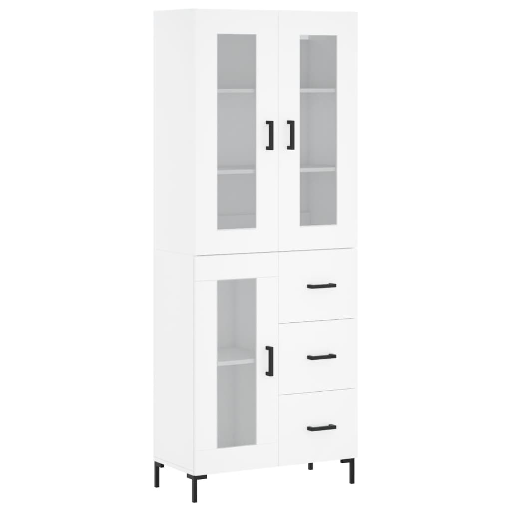 Buffet haut Blanc 69,5x34x180 cm Bois d'ingénierie - 2