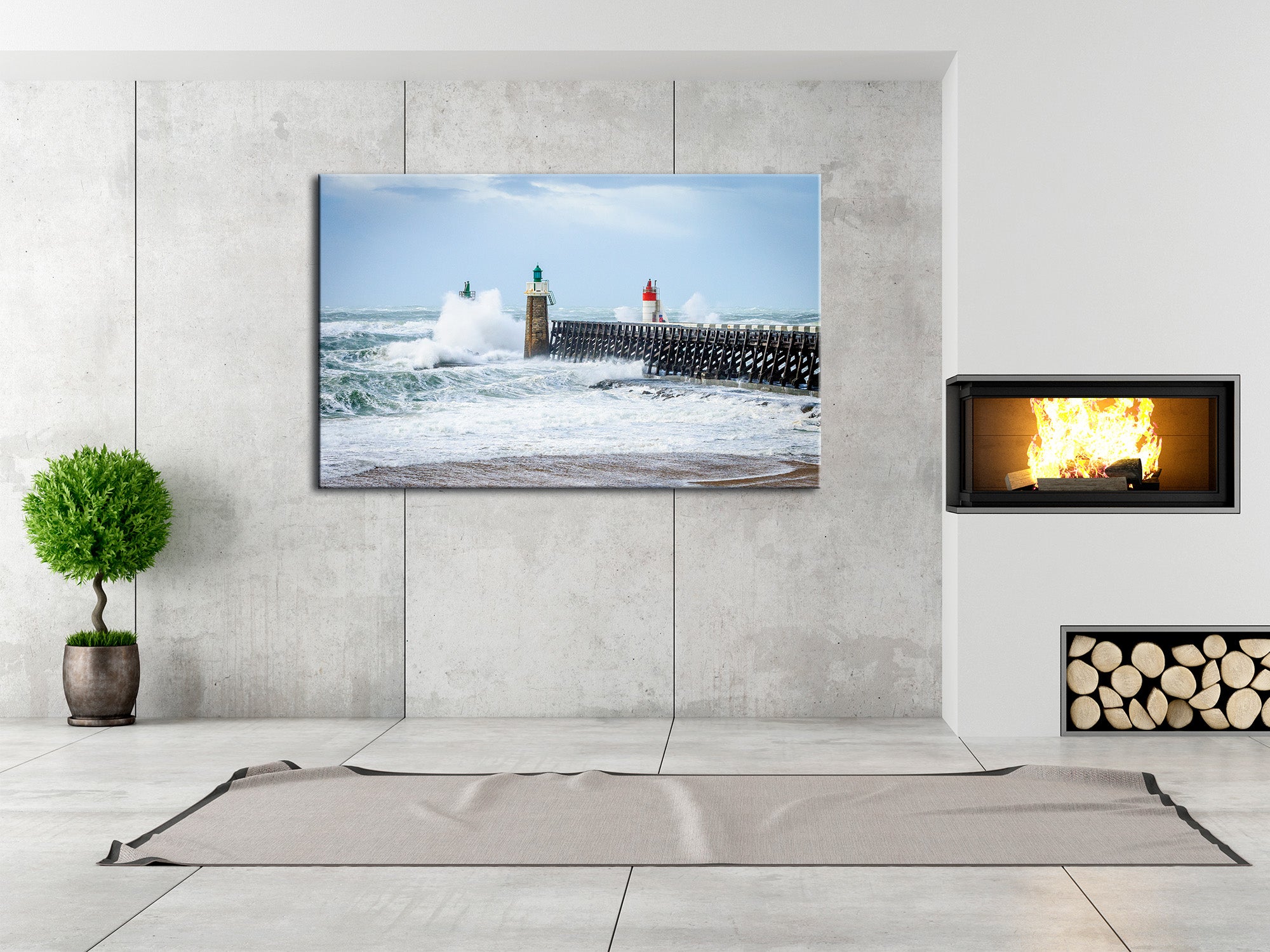 DECLINA, Tableau toile imprimée paysage, Tableau photo COUP DE VENT SUR L'ESTACADE, 120x80 cm - 3