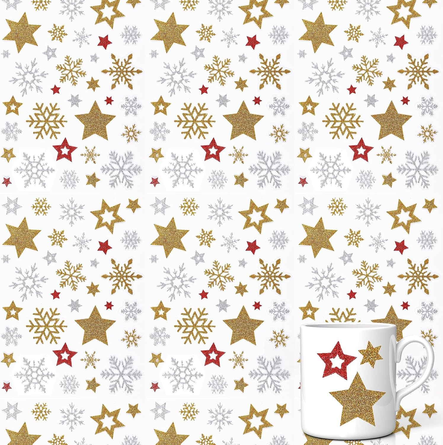 Szt. naklejek świątecznych, naklejki do scrapbookingu, naklejki w kształcie gwiazdek, brokat, złote gwiazdki dla dzieci, płatki śniegu, naklejki świąt