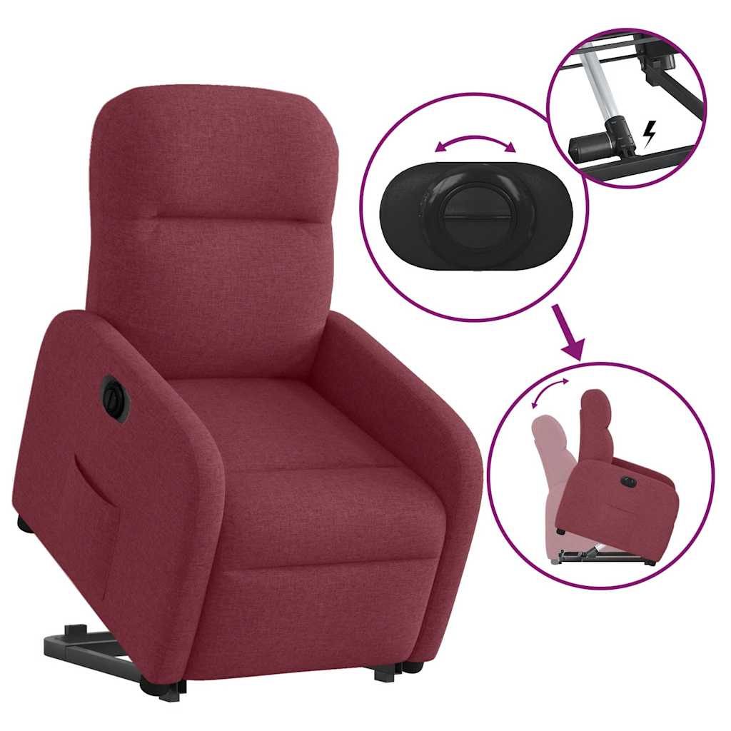 Fauteuil releveur inclinable électrique en tissu rouge - 8